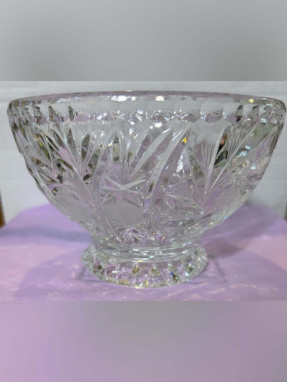 Palonia 24% Lead Crystal Star of David Pinwheel Footed Bowl  Vintage